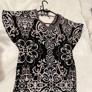 White House Blavk Market Black, tan and purple shirt